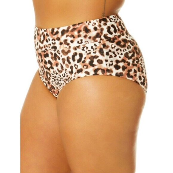 TIME and TRU 2X 20W-22W Watercolor Cheetah Leopard High Waist Bikini BOTTOMS NWT - Picture 4 of 6